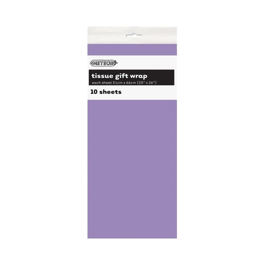 10pk Lavender Tissue Gift Wrap Sheets 51x66cm