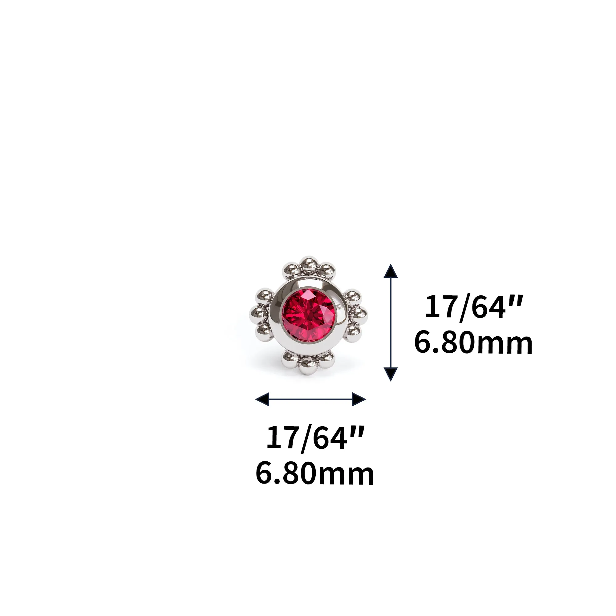 14K Gold Ruby Beaded Stud