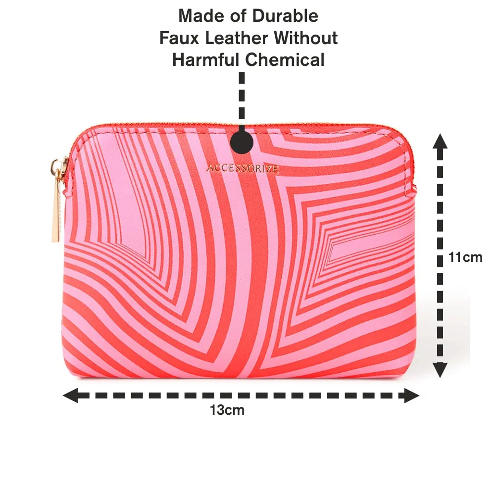 Accessorize London Women's Faux Leather Pink Swirl print coin purse