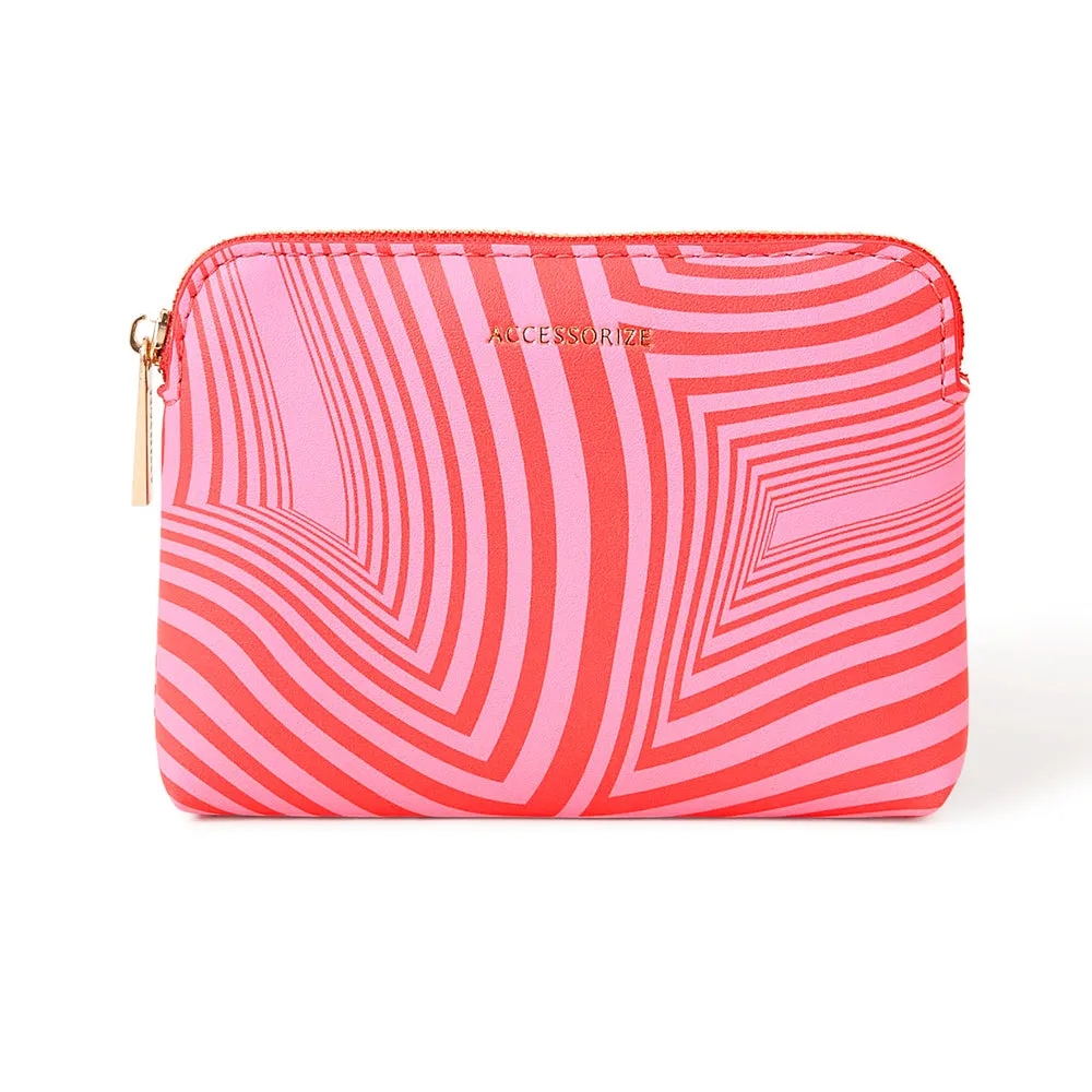 Accessorize London Women's Faux Leather Pink Swirl print coin purse