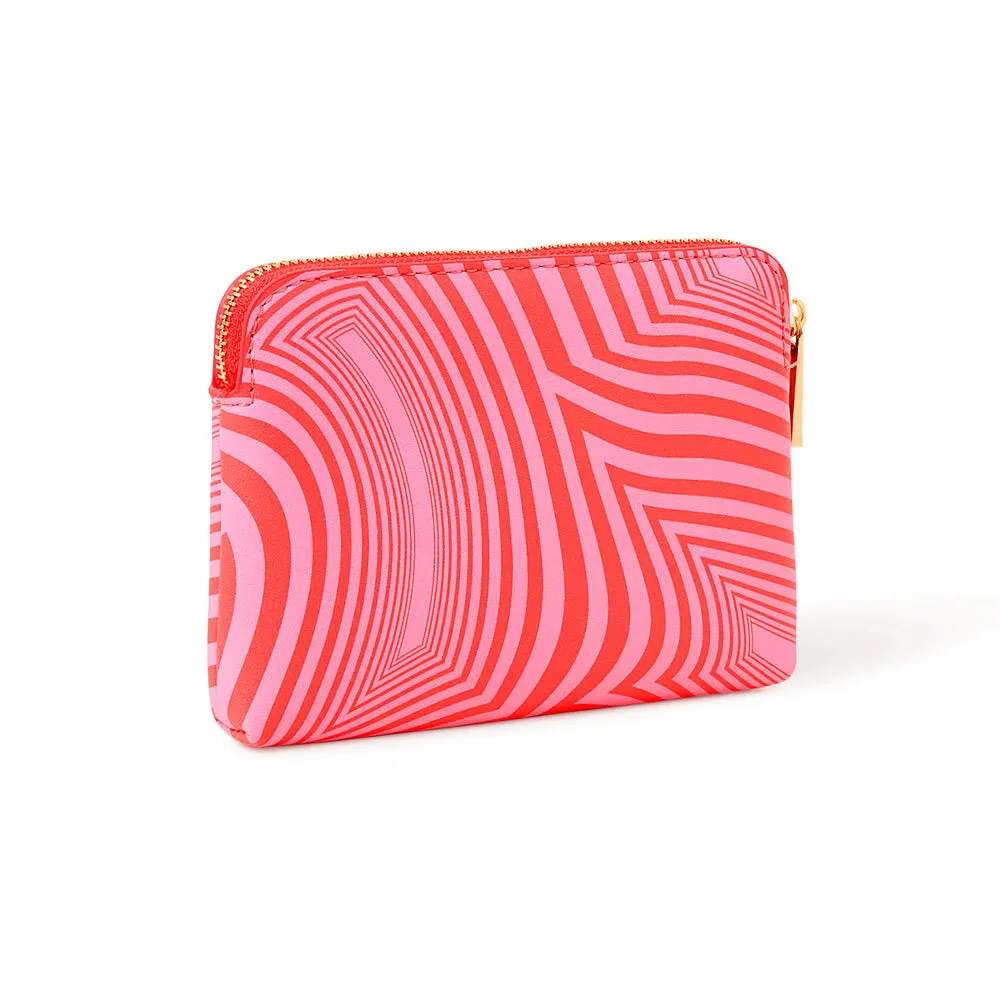 Accessorize London Women's Faux Leather Pink Swirl print coin purse