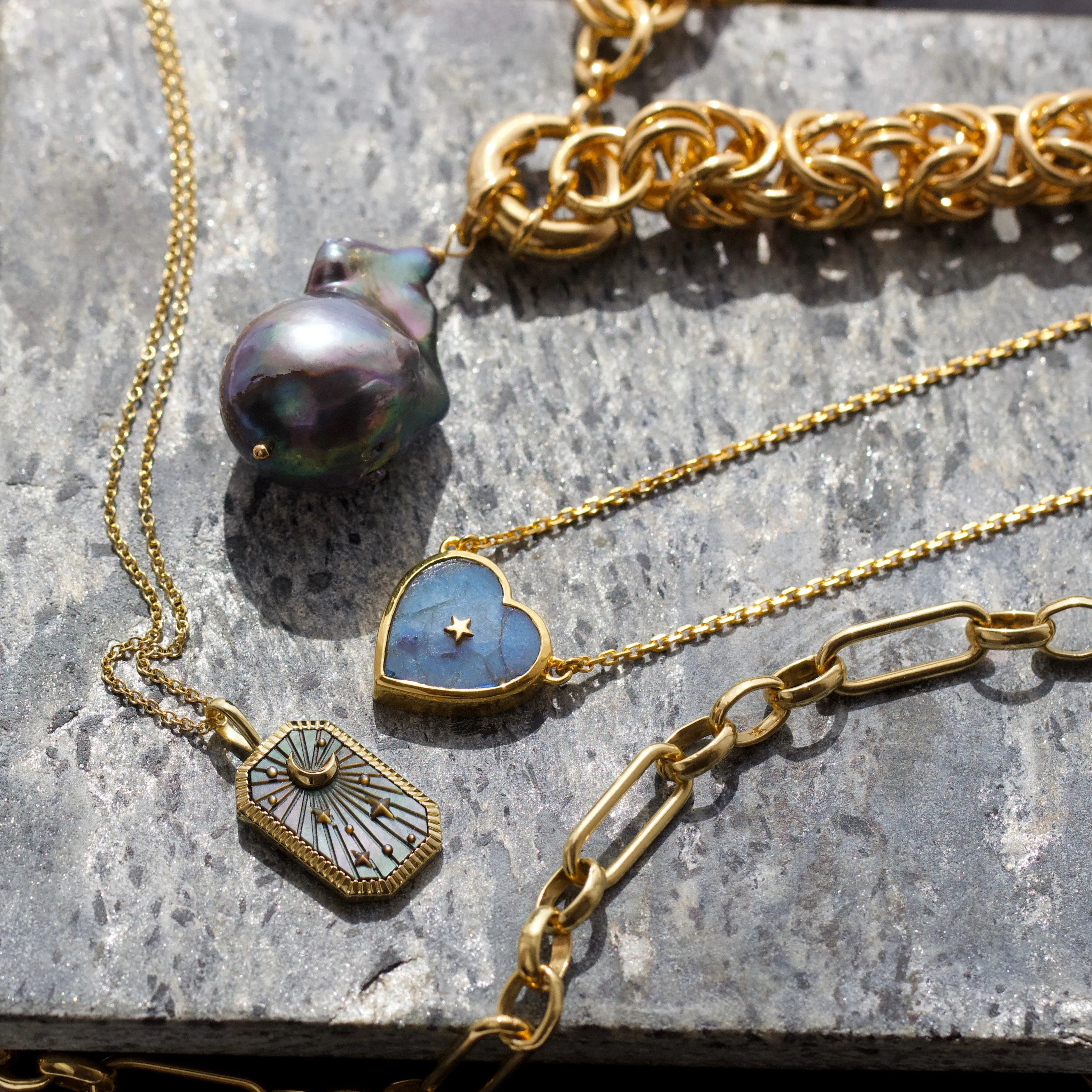 Baroque Black Pearl Chunky Chain Necklace