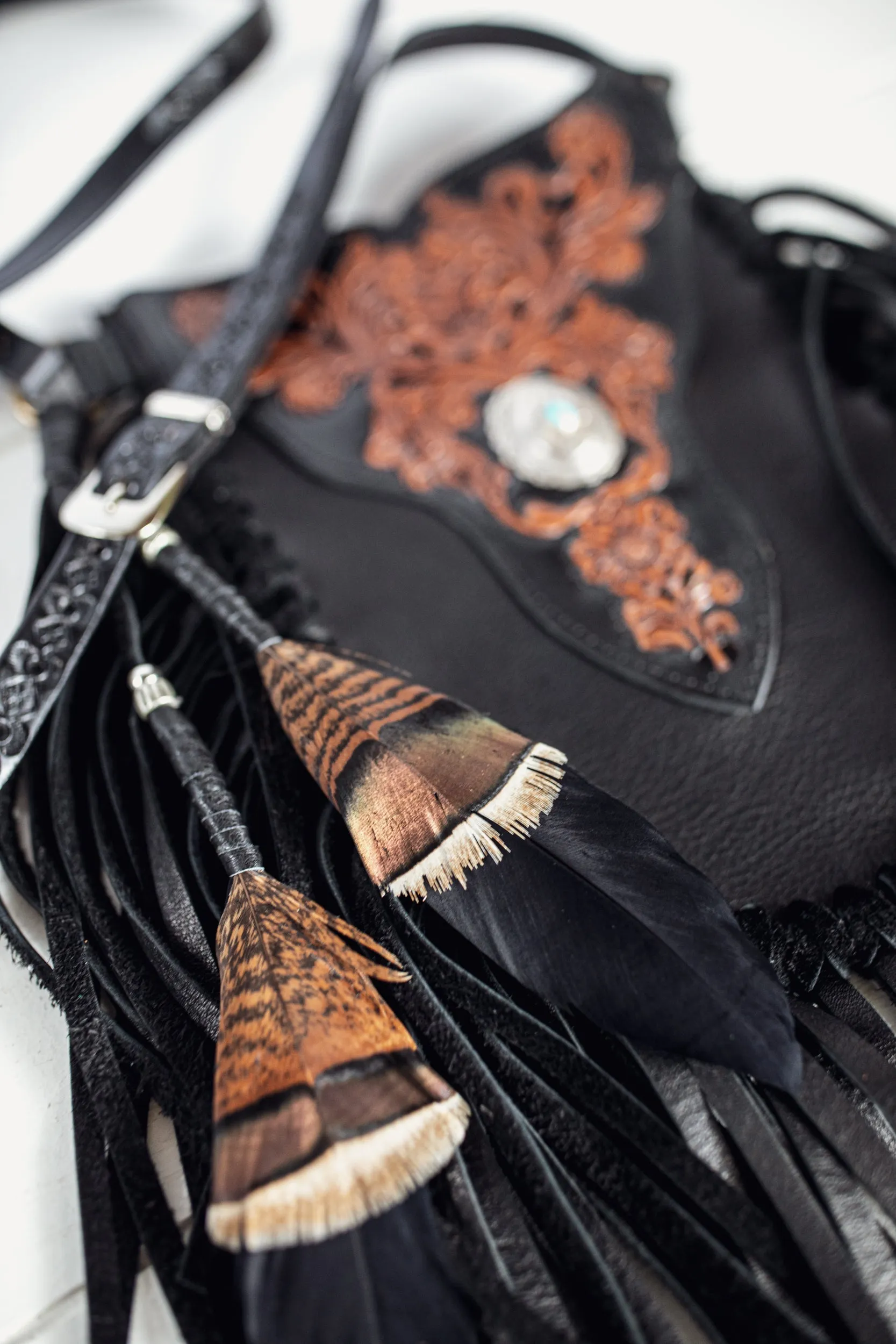 Black Bay Prairie Phone Pouch with Navajo Concho