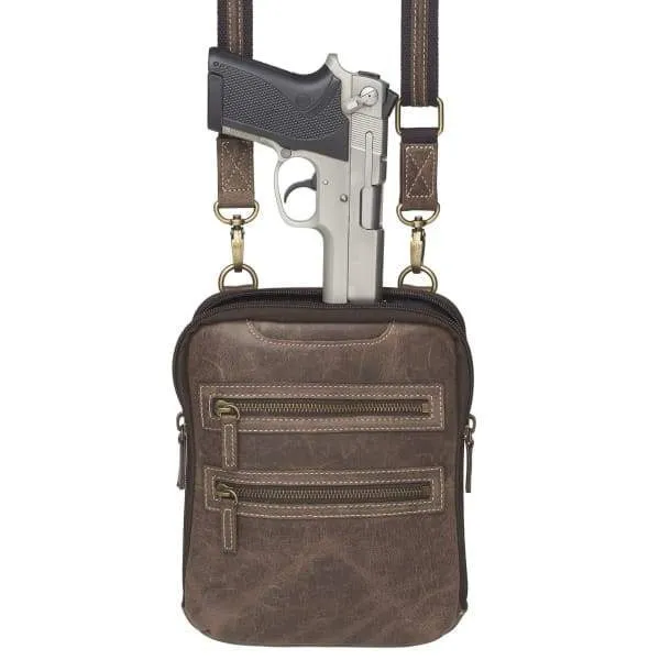 GTM Original Top Draw Concealed Carry Essential Distressed Leather Crossbody Purse
