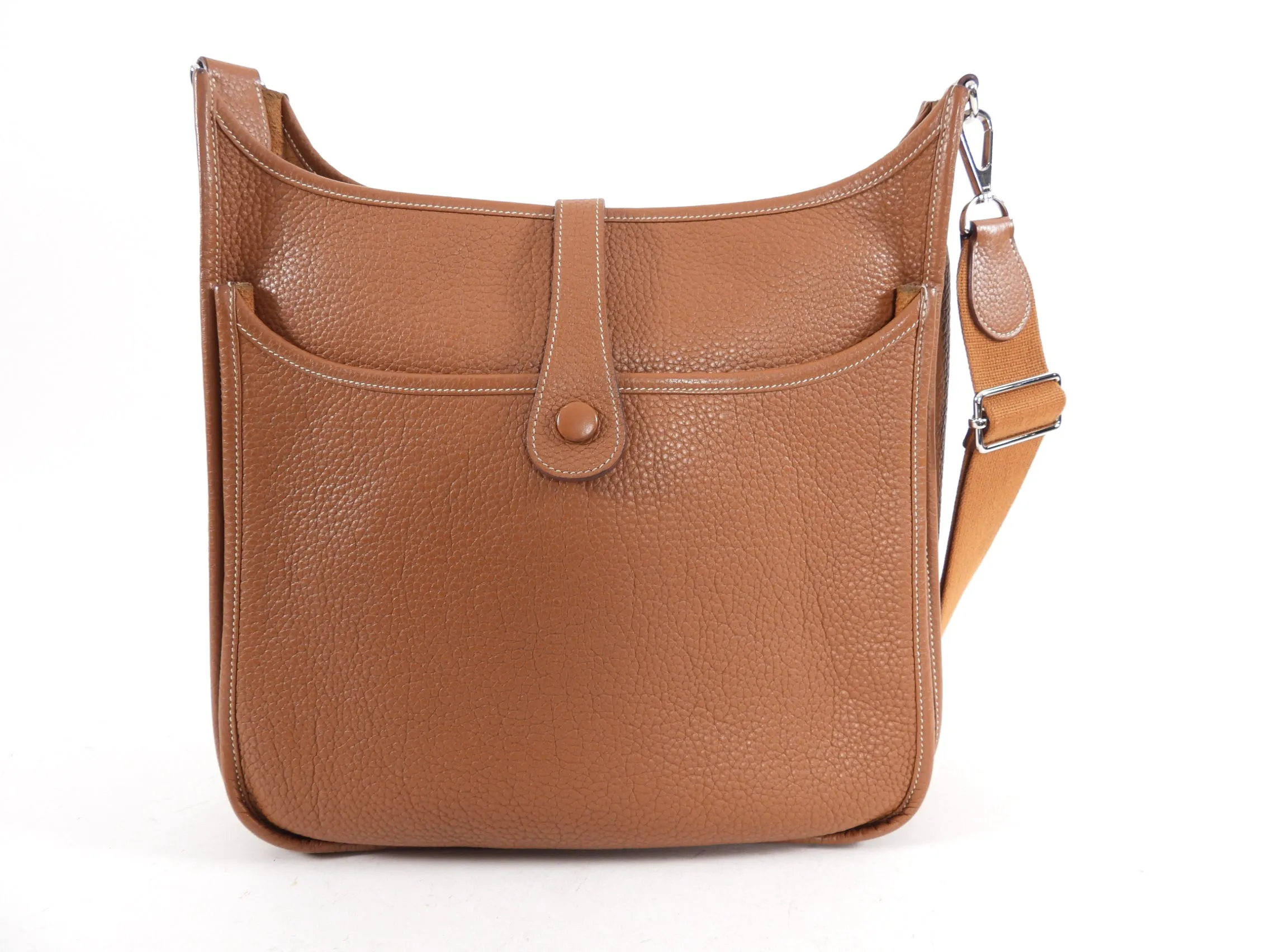 Hermes Evelyne III GM 33 Clemence Gold PHW Crossbody Bag