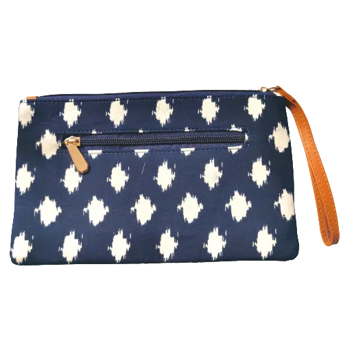 Indigo Brown Leather Fabric Gift Designer Clutch