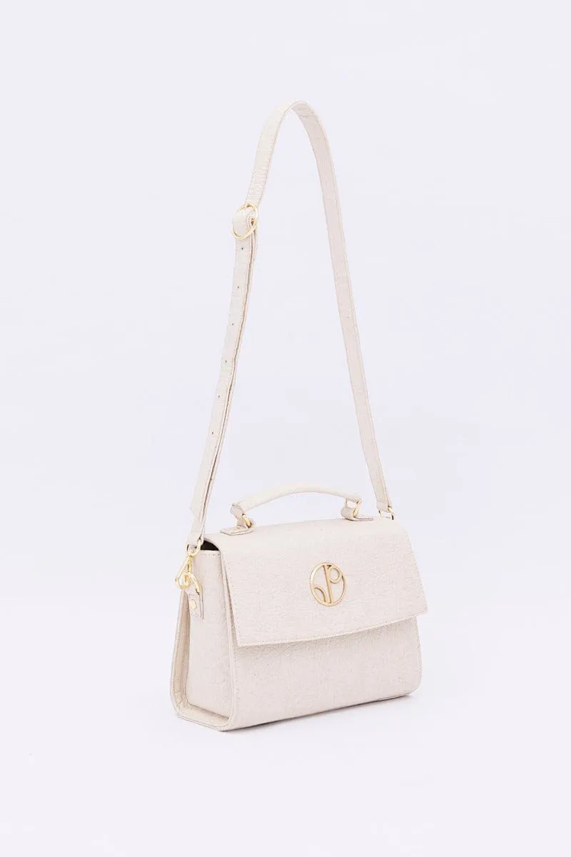 London Piatex Vegan Leather Saddle Bag | Latte
