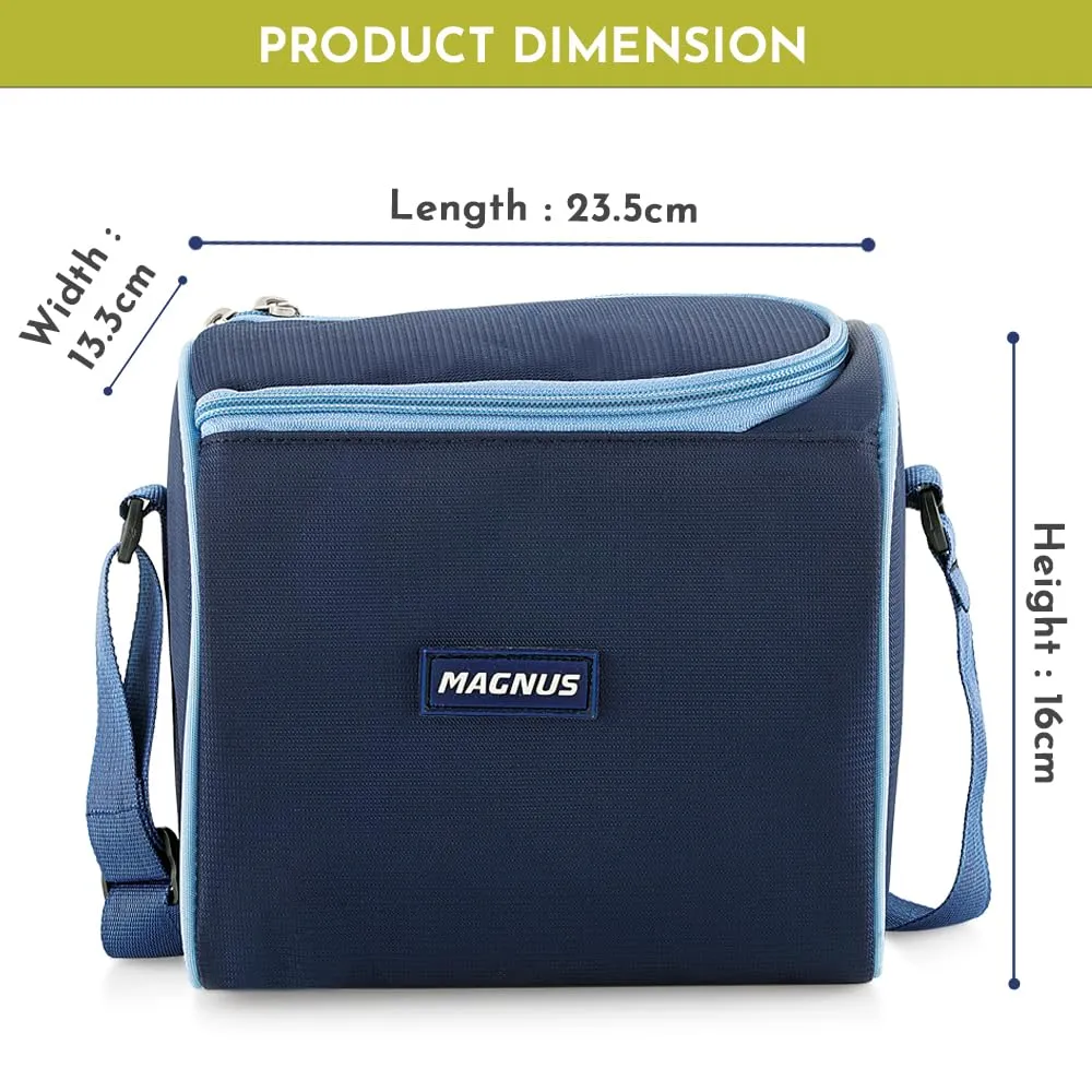 Magnus Microwave Eva 4 Lunch Box for Kids & Adults, 3 Microwave Safe Containers with Steam Lock & 1 Stainless Steel Tumbler, Airtight & Leakproof Lunch Boxes for Office Men, Blue (230/400/550 ml)