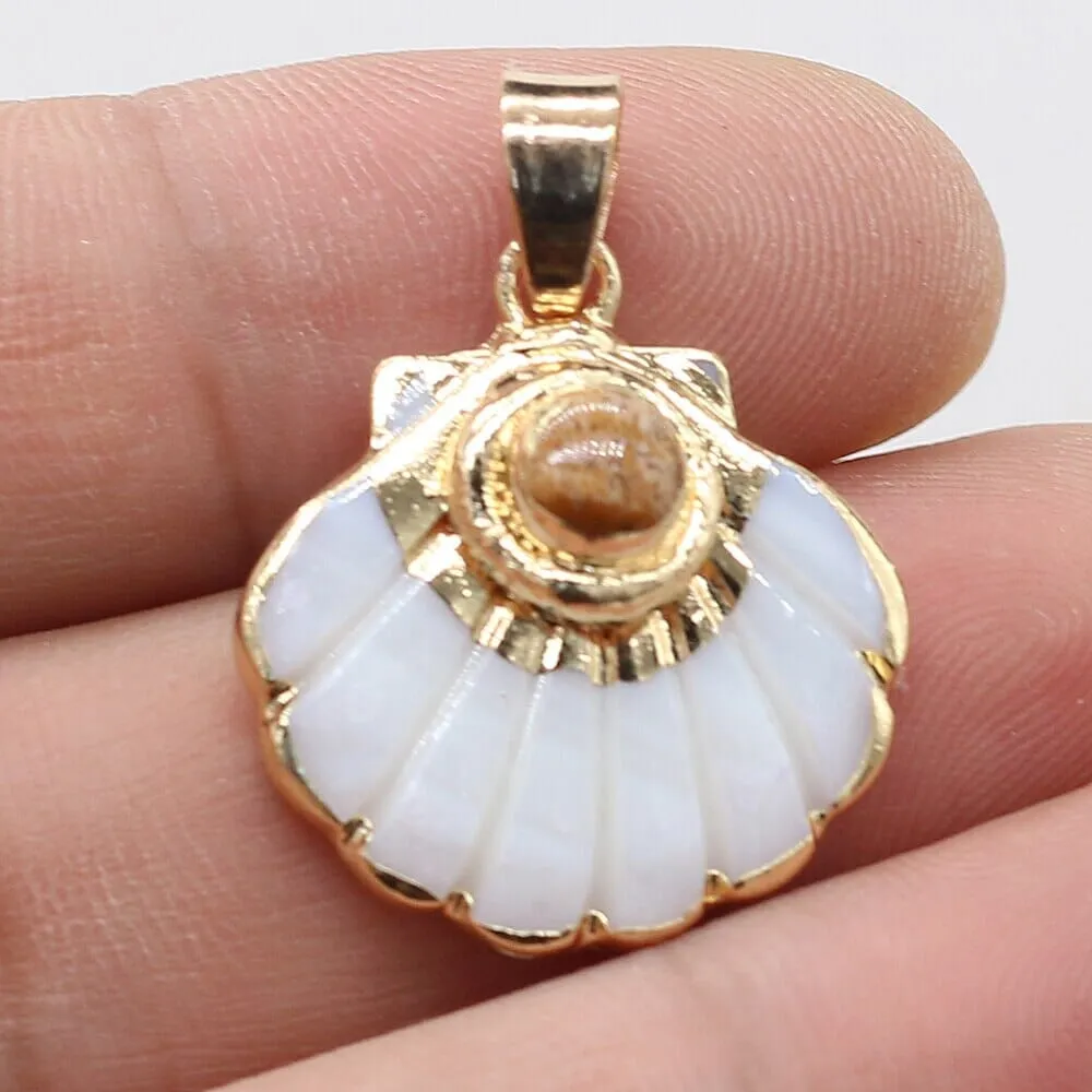 Natural Stone Flower and Shell Shaped Pendants