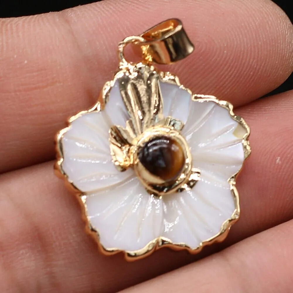 Natural Stone Flower and Shell Shaped Pendants