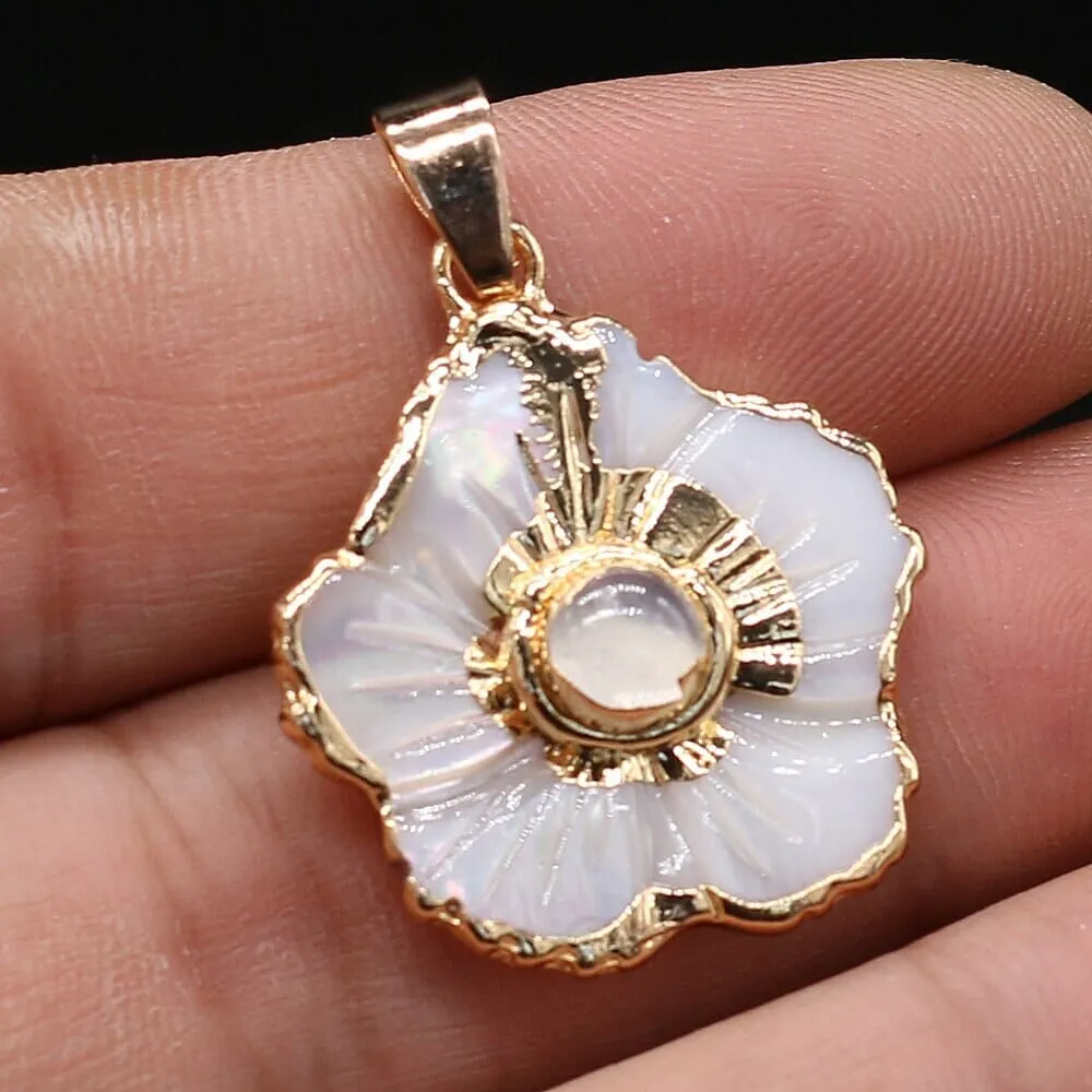 Natural Stone Flower and Shell Shaped Pendants