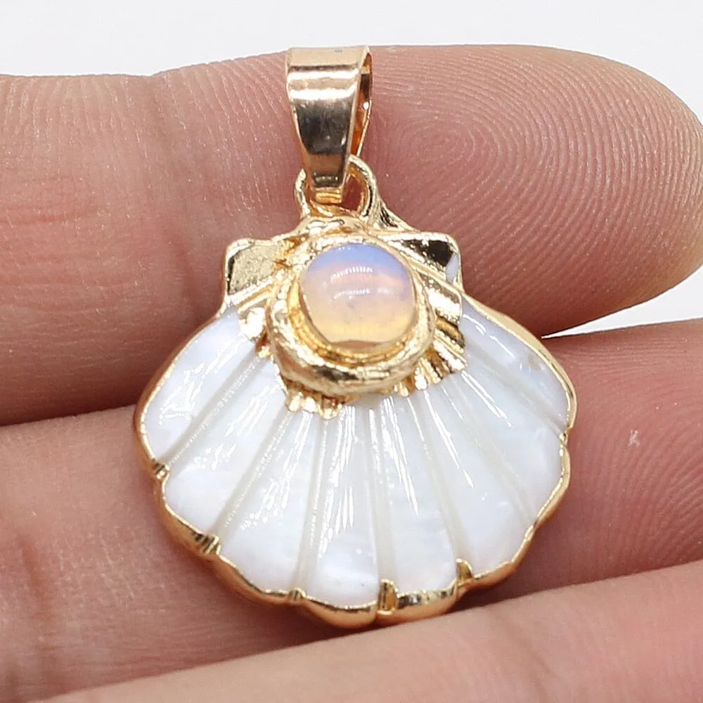 Natural Stone Flower and Shell Shaped Pendants