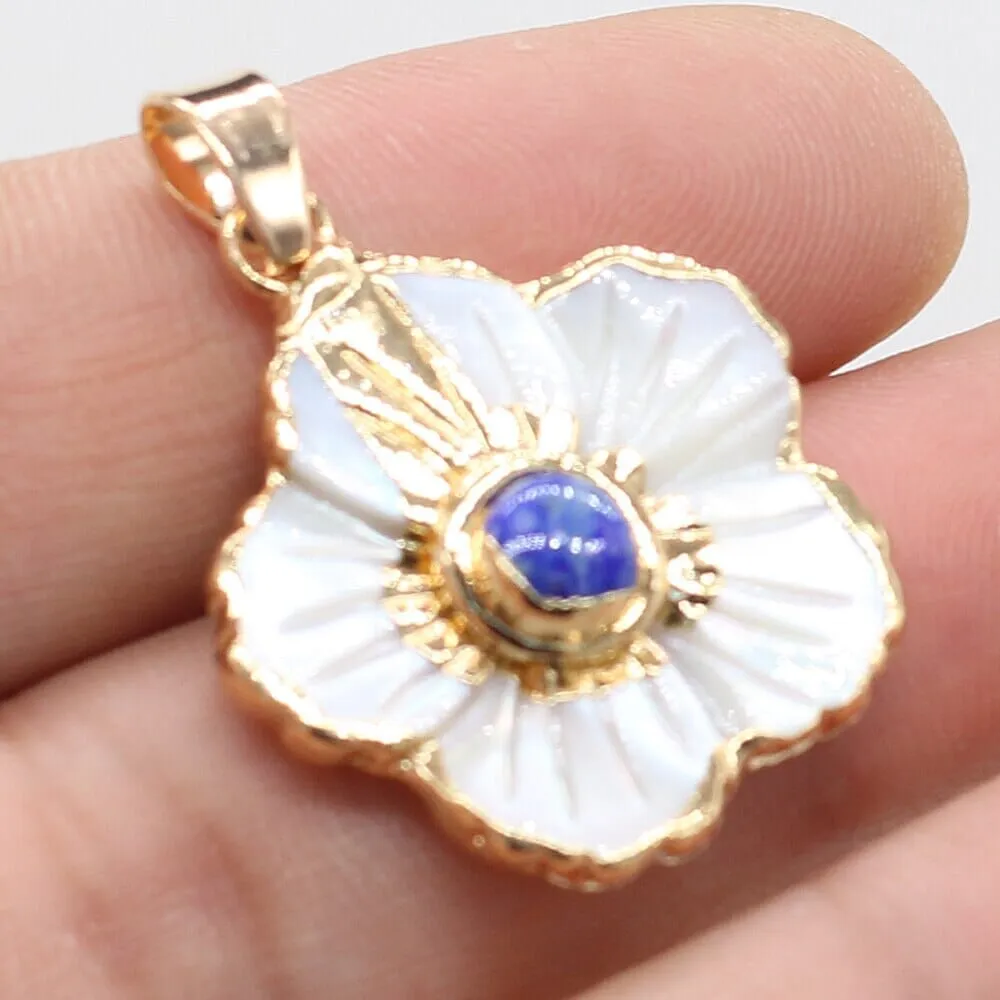 Natural Stone Flower and Shell Shaped Pendants