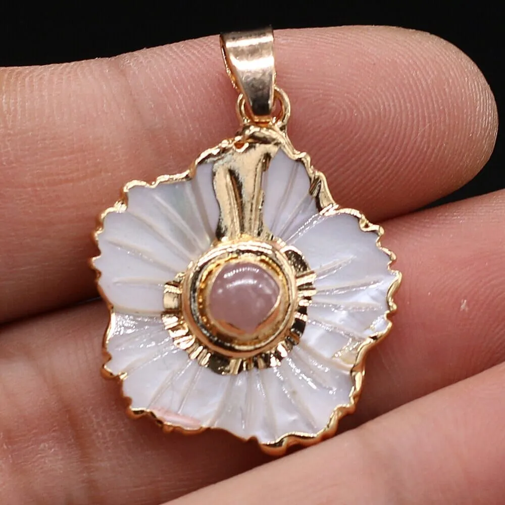 Natural Stone Flower and Shell Shaped Pendants