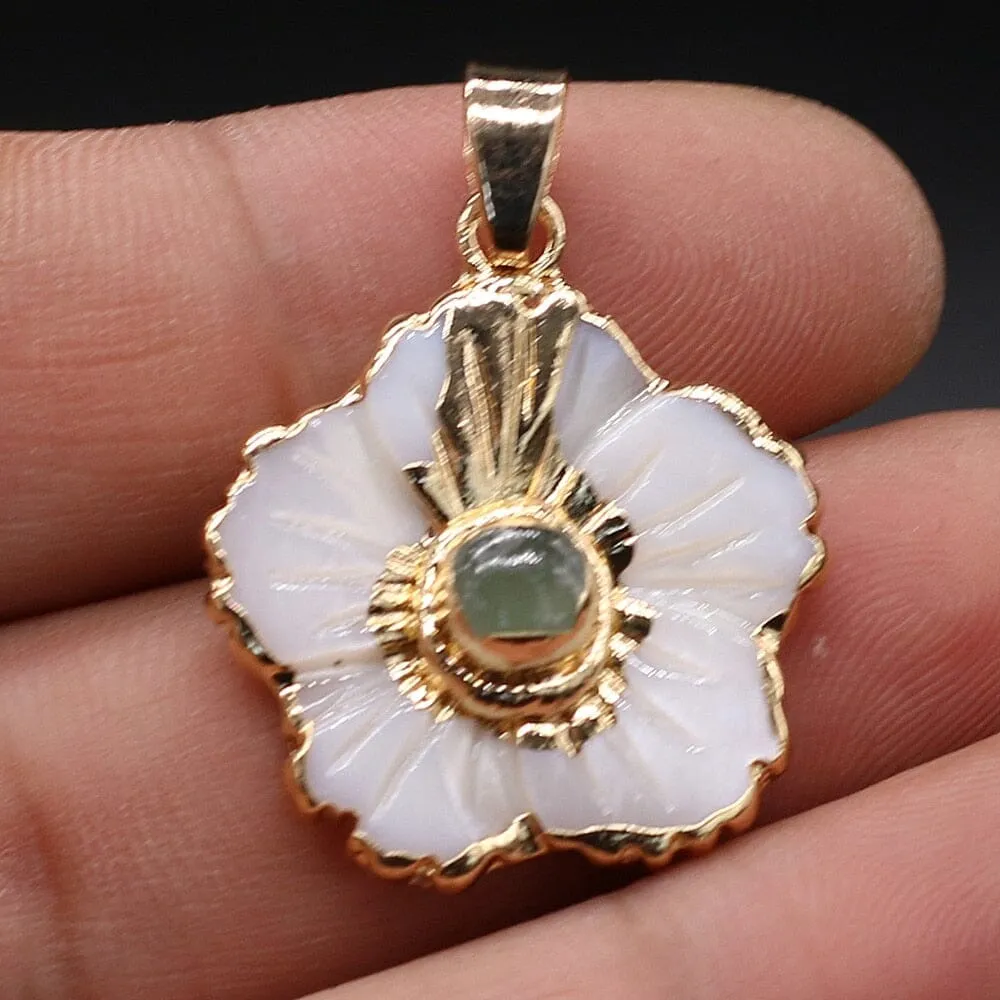 Natural Stone Flower and Shell Shaped Pendants
