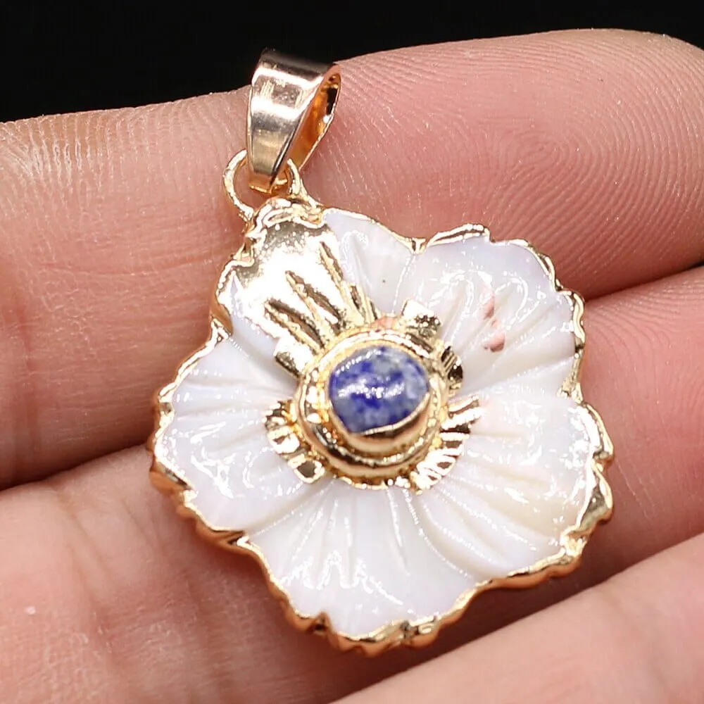 Natural Stone Flower and Shell Shaped Pendants
