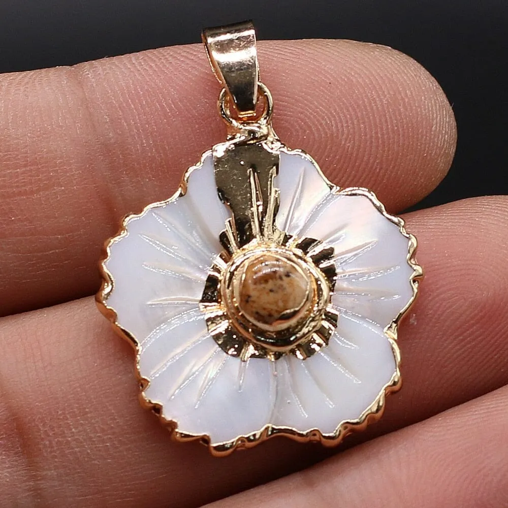 Natural Stone Flower and Shell Shaped Pendants