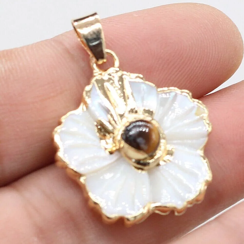 Natural Stone Flower and Shell Shaped Pendants