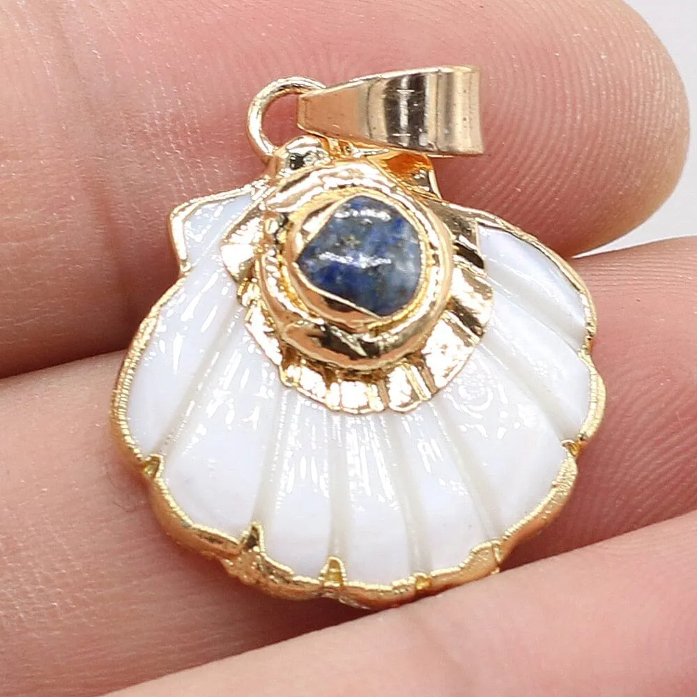 Natural Stone Flower and Shell Shaped Pendants