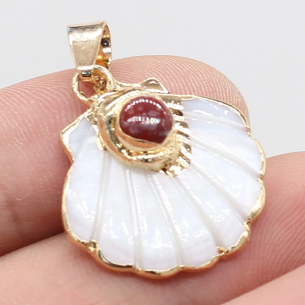 Natural Stone Flower and Shell Shaped Pendants