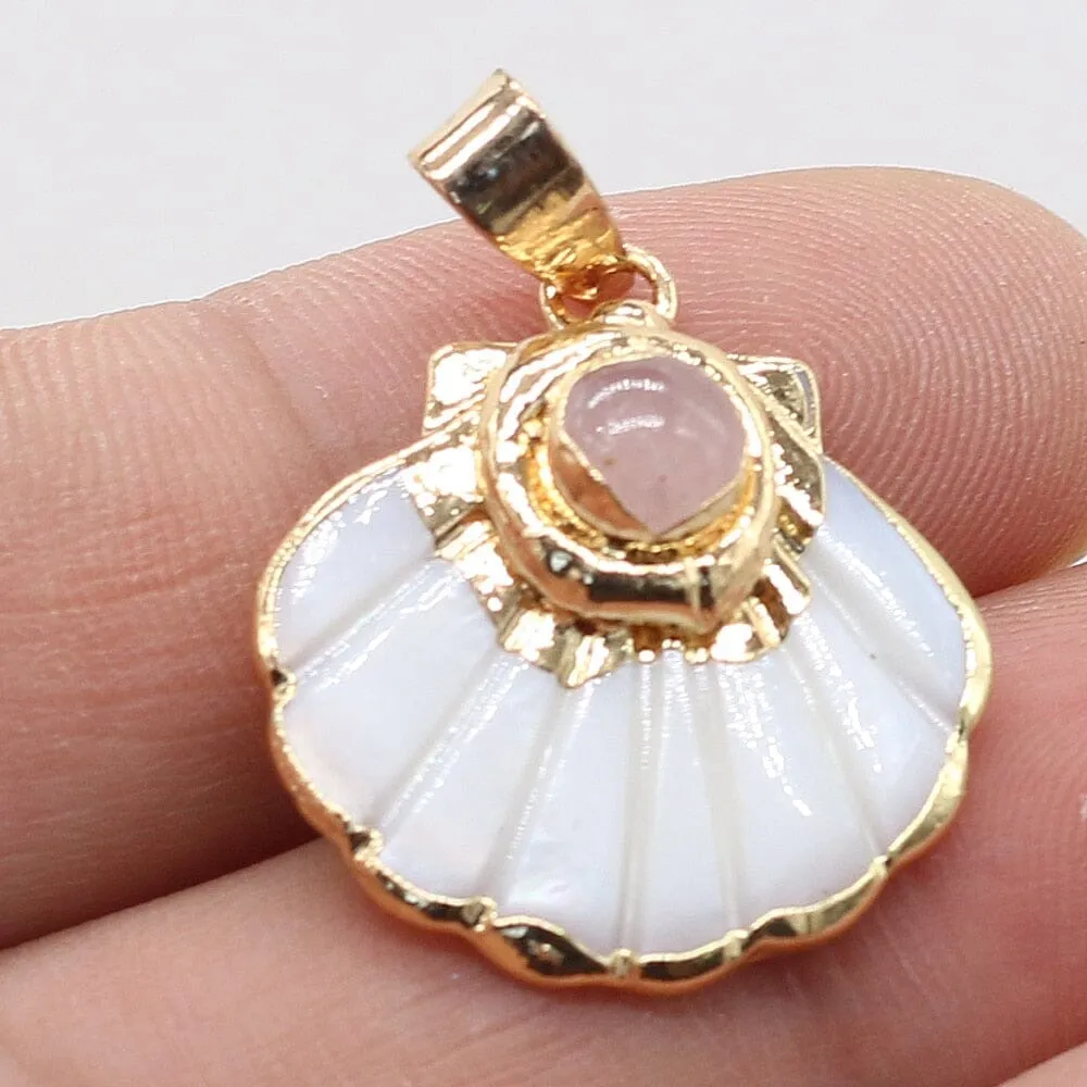 Natural Stone Flower and Shell Shaped Pendants