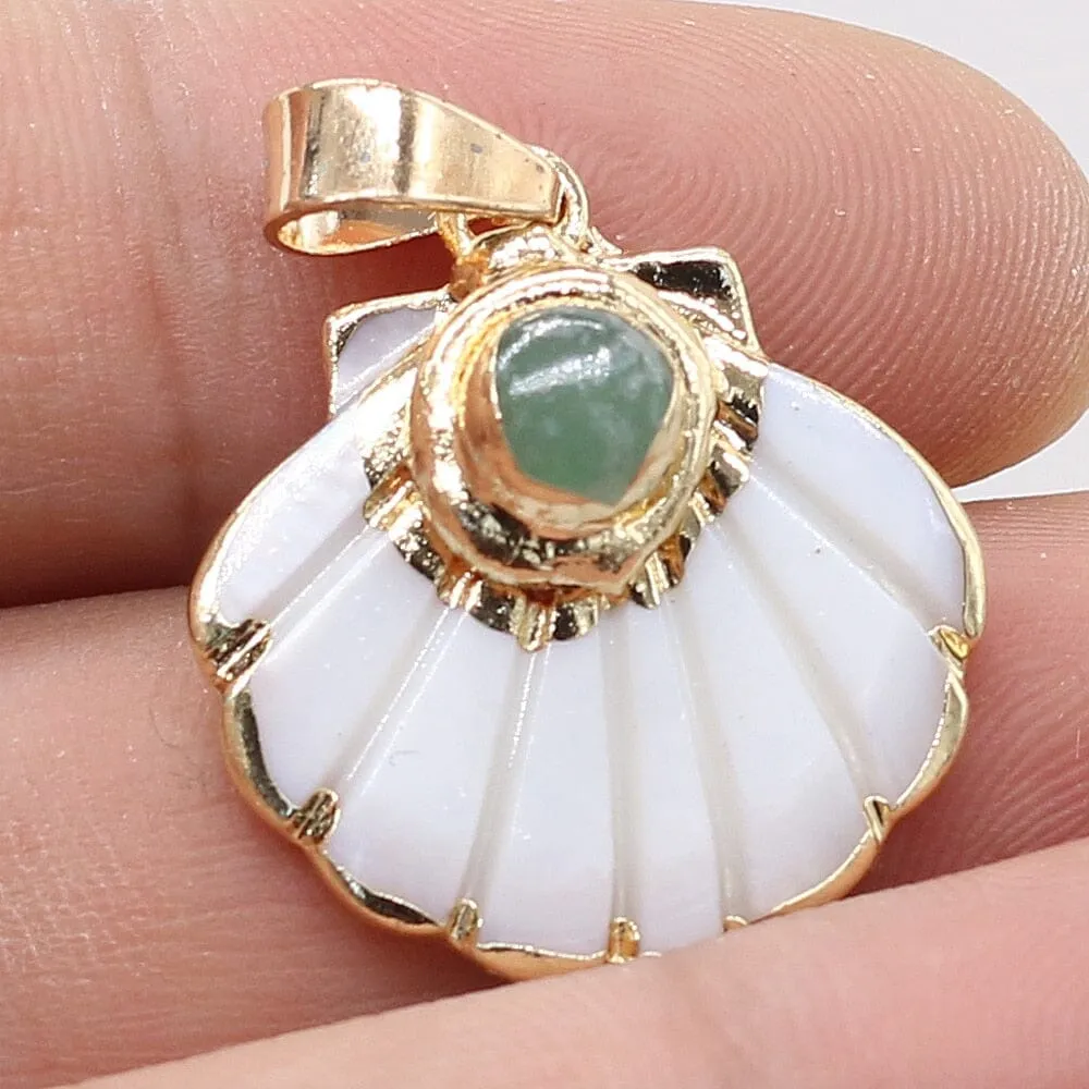 Natural Stone Flower and Shell Shaped Pendants