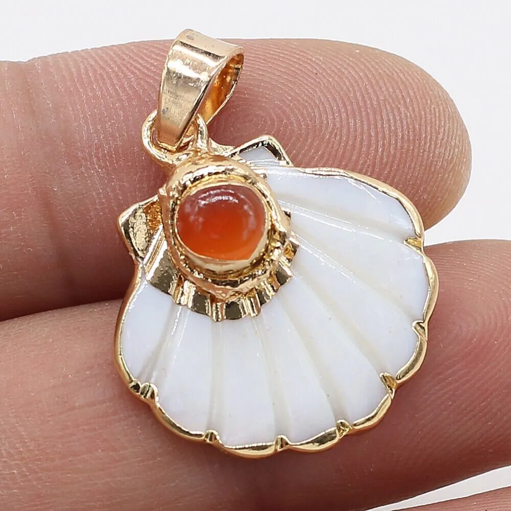 Natural Stone Flower and Shell Shaped Pendants