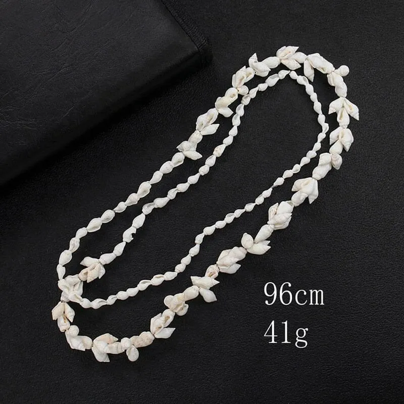 Natural White Conch Puka Shell Beads Necklace