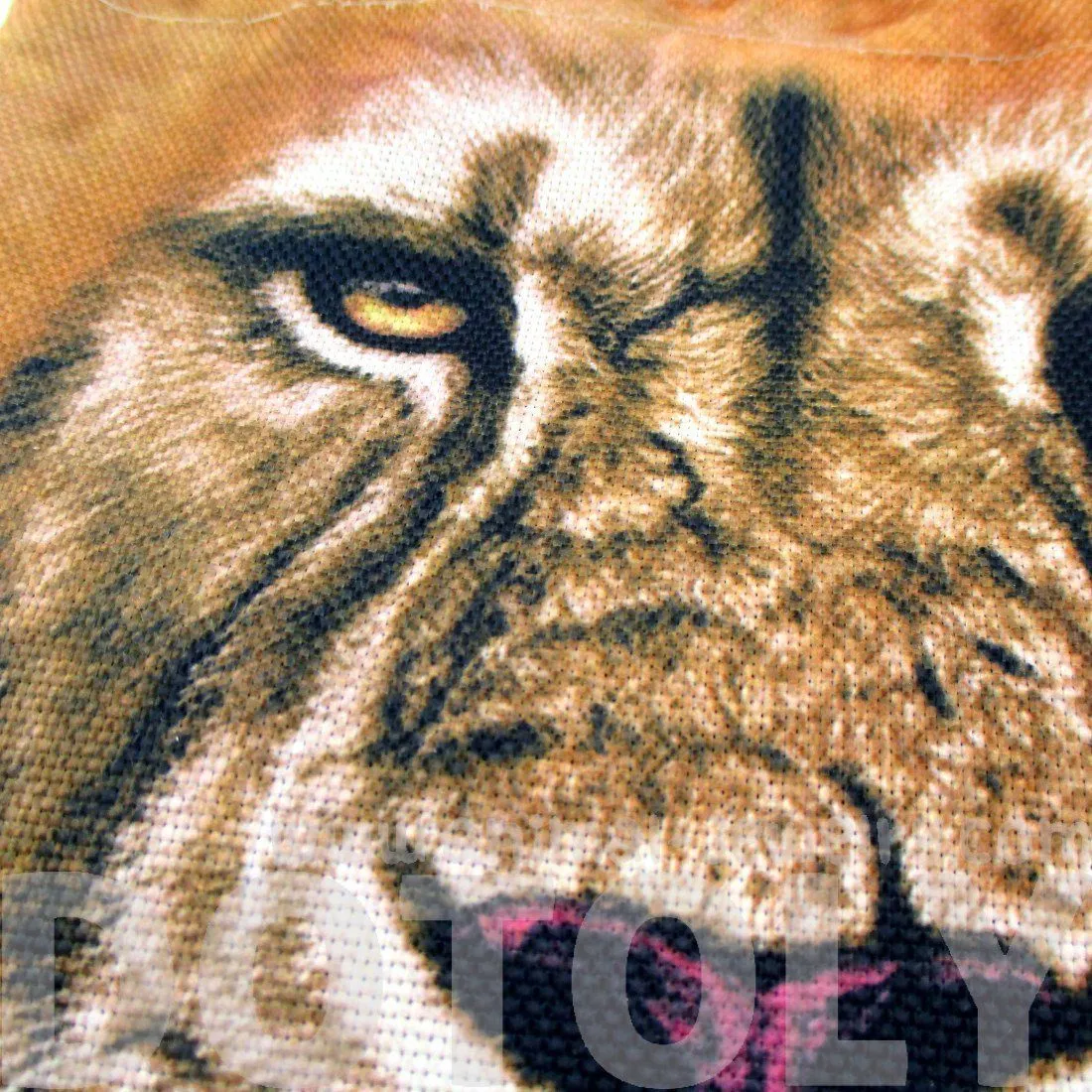 Small African Lion Face Print Fabric Lunch Tote Bag | DOTOLY