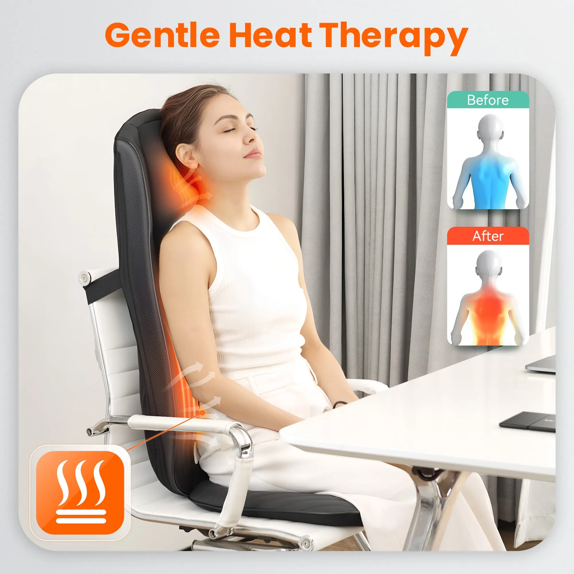 Snailax Upgraded Deep Kneading Shiatsu Back Massager with Heat with Adjustable Intensity - SL-220