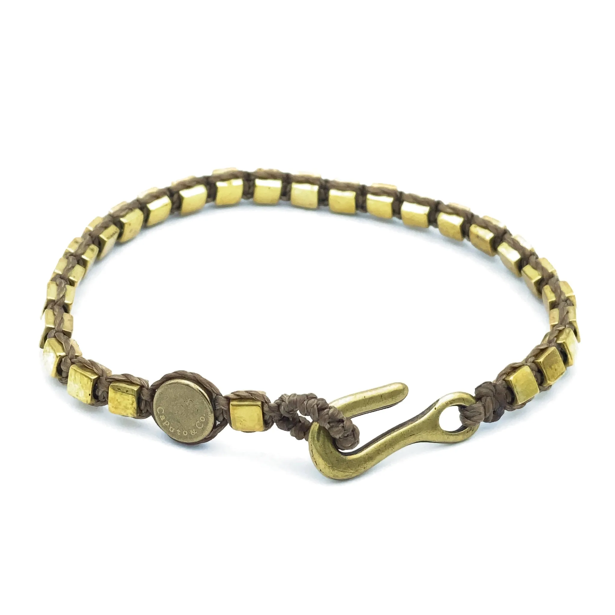 Square Brass Bead Bracelet