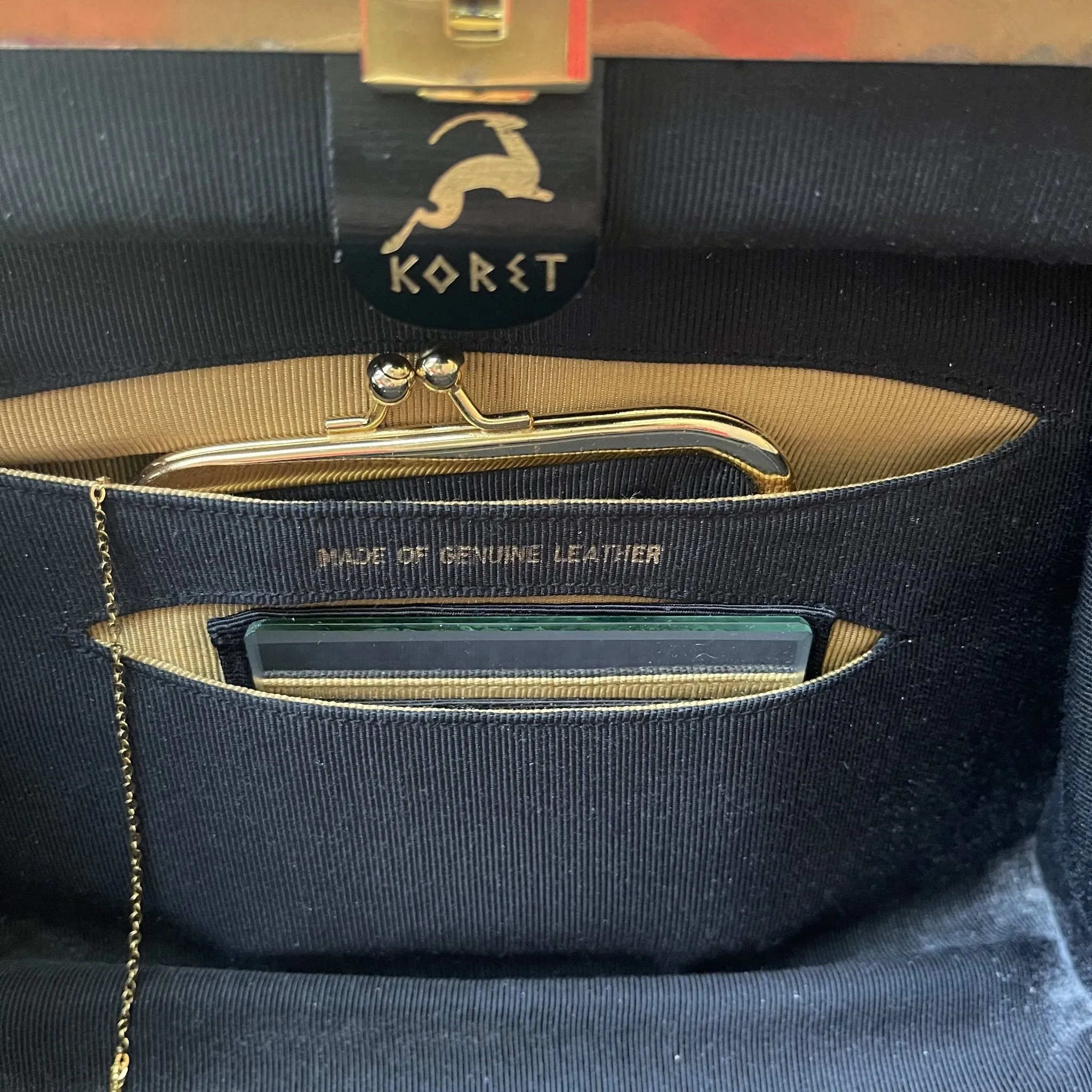 Vintage Black Leather Handbag by Koret in a Doctor Satchel Style Purse. 1950s Collectable Designer Bag.