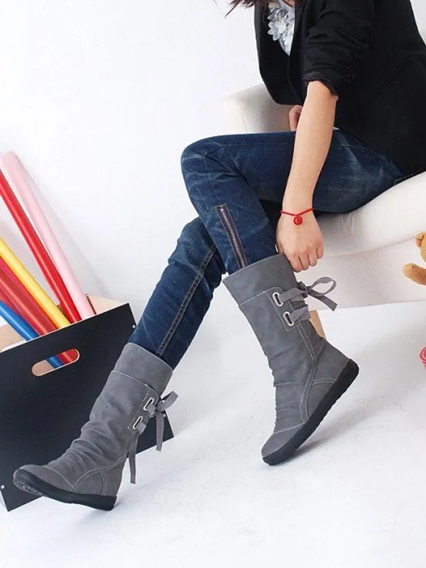 Weekend With You Lace-up Back Flat Boot